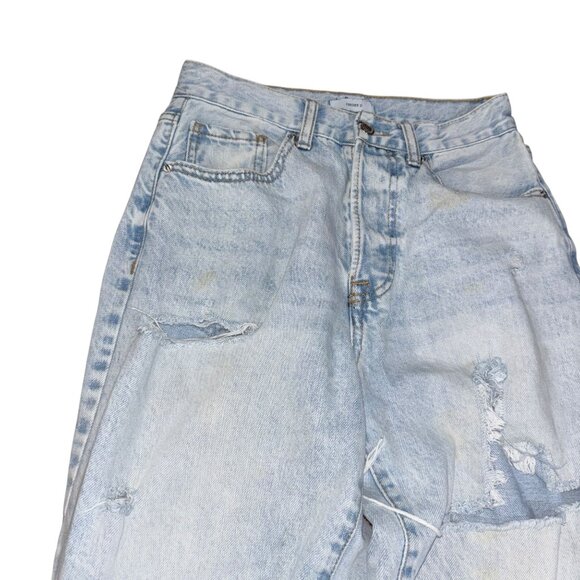 Forever 21 Light Wash Size 26 Button Fly Raw Hem Distressed Jeans - Picture 4 of 9